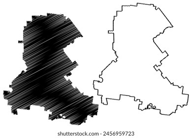 Central Darling Shire (Commonwealth of Australia, New South Wales, NSW) map vector illustration, scribble sketch Central Darling map