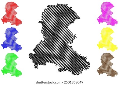 Central Darling Shire (Commonwealth of Australia, New South Wales, NSW) map vector illustration, scribble sketch Central Darling map