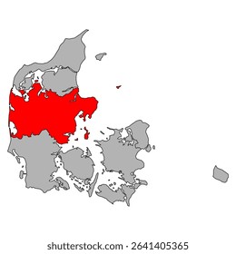 Central Denmark Region map shape, travel web flat concept icon vector illustration .