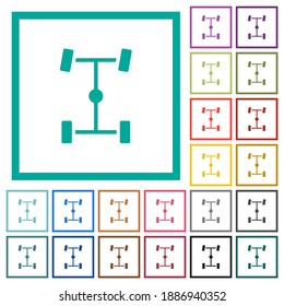 Zentrale differenzielle flache Farbsymbole mit quadranten Rahmen auf weißem Hintergrund