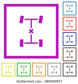 Zentrale Differenzialsperre, flache Farbsymbole auf quadratischem Hintergrund