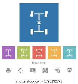 Los iconos blancos planos de bloqueo diferencial central se encuentran en el fondo cuadrado. 6 iconos de bonificación incluidos.