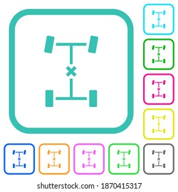 Zentrale Differenzialsperre vibrierende, flache Symbole in geschwungenen Rändern auf weißem Hintergrund
