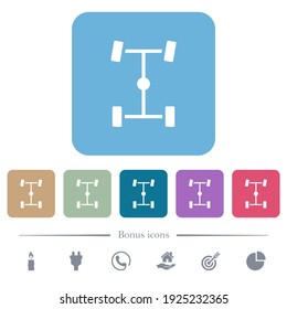 Central differential white flat icons on color rounded square backgrounds. 6 bonus icons included