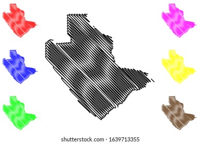 Central District (Districts of Botswana, Republic of Botswana) map vector illustration, scribble sketch Central map
