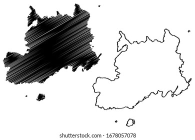Central Division (Republic of Fiji, Melanesia) map vector illustration, scribble sketch Viti Levu, Beqa Islands map