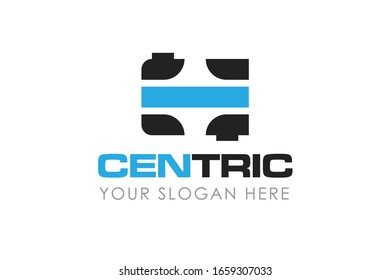 Central Electric Logo design vector with initial c e ce ec. Simple blue logo for company