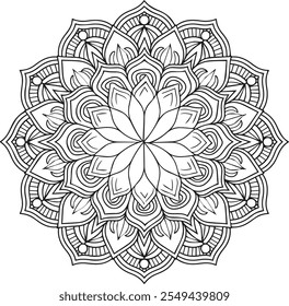 La característica central de un mandala negro generalmente consiste en una forma circular, a menudo parecida a una flor o un estallido estelar, con una serie de detalles simétricos que irradian hacia afuera. 