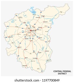 Central Federal District road vector map, Russia