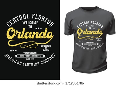 Central florida orlando. typography. Florida State. Vintage vector t-shirt. label and apparel design, print, logo, poster. Vector