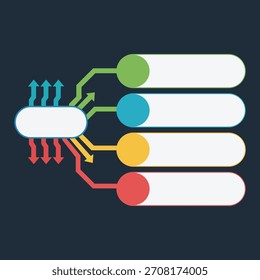 Infográfico de fluxo central - Diagrama de vetor de negócios multi-direção
