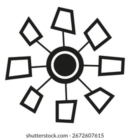 Central geometric figure. Connected rhombus shapes. Abstract object design. Vector creative diagram. EPS 10.
