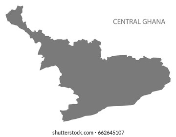 Central Ghana map grey illustration silhouette
