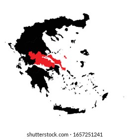 Central Greece region highlighted on Greece map Vector EPS 10