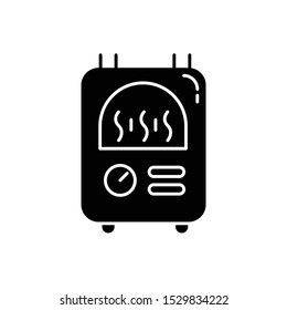 Central heating glyph icon. Utility service. Building heat equipment. Silhouette symbol. Negative space. Vector isolated illustration