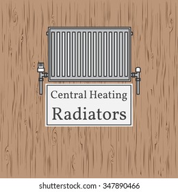 Central Heating Radiators badge. Vector. Radiator.