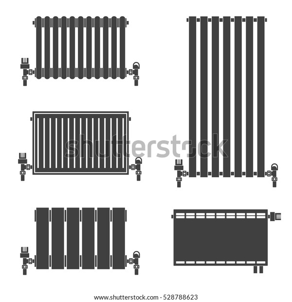 Central Heating Radiators silhouette icons\
for web and mobile, modern minimalist flat design. Vector black\
icon on white\
background.