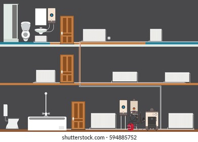 central heating system in black house