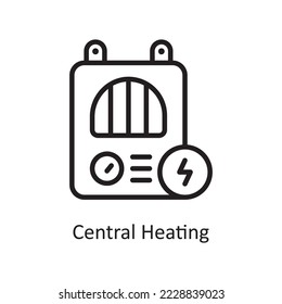 Central Heating Vector Outline Icon Design illustration. Housekeeping Symbol on White background EPS 10 File