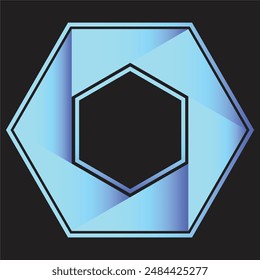 a central hexagon, surrounded by an arrangement of additional hexagonal shapes and trapezoidal segments, all set against a black background.