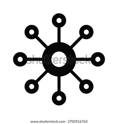 Central hub with connecting nodes signifies communication and sharing