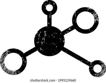 Central hub icon with grunge style. Isolated vector central hub icon image with grunge rubber texture on a white background.