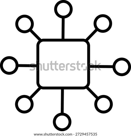Central hub network distribution icon