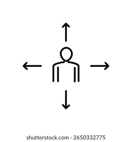 Central icon of a simplified human figure or user within a circular outline Icon