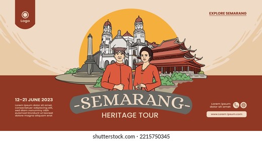 Central Java Culture illustration banner background