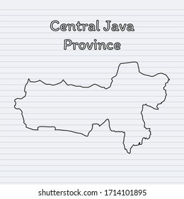 Central Java Province Line Map Paper Indoneisa Contry Background