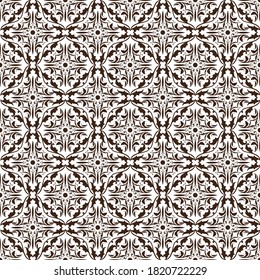 Central Javanese batik with beautiful Art work motif and white brown color design.