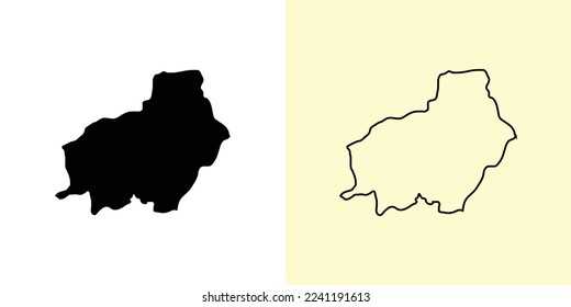 Central Kalimantan map, Indonesia, Asia. Filled and outline map designs. Vector illustration