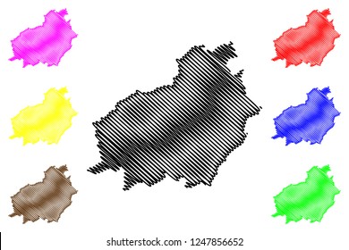 Central Kalimantan (Subdivisions of Indonesia, Provinces of Indonesia) map vector illustration, scribble sketch Central Kalimantan map