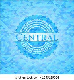 Central light blue mosaic emblem