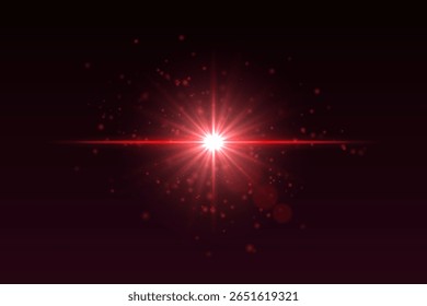 Explosão de luz central com partículas e brilho brilhante. Exacerbação intensa de estrela cria efeito de energia no fundo de gradiente escuro.