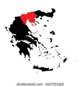 Central Macedonia region highlighted on Greece map Vector EPS 10