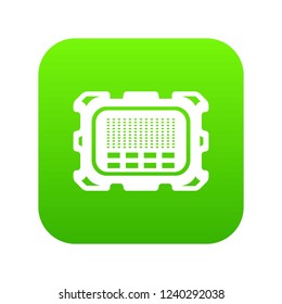 Central microchip icon green vector isolated on white background