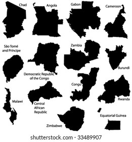 Central & middle Africa countries vector maps