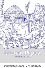 Central Papua carving layout template coloring pages idea