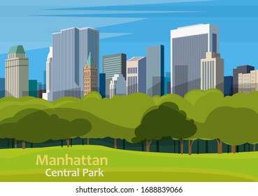 Central Park. Urban park in Manhattan, New York City, United States, vector illustration svg
