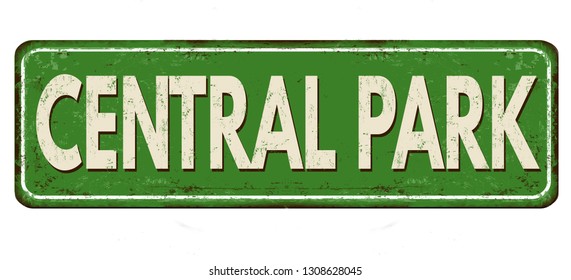 Central park vintage rusty metal sign on a white background, vector illustration svg