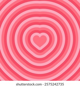 Central pink heart surrounded by vibrant concentric gradient rings, radiating warmth and love. Perfect for Valentine's Day or romantic themes.