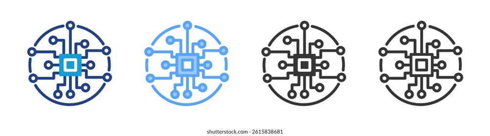 Central Processing icon set multiple style collection