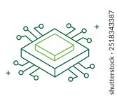 Central Processing Unit and Chip Vector Icon Design, CPU, computer chip, processor, hardware, computing technology, microchip