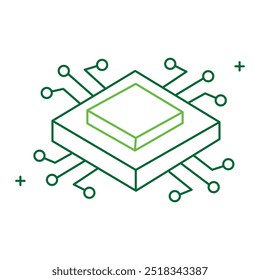 Central Processing Unit und Chip Vector Icon Design, CPU, Computerchip, Prozessor, Hardware, Computertechnologie, Mikrochip