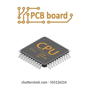 Central processing unit (CPU) on white background