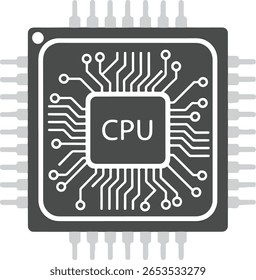 Central Processing Unit Diagram Technology Hardware with Integrated Circuit Illustration, Power, Information and Computing