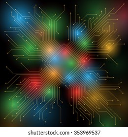 Central Processing Unit and Electric circuit, abstract illustration, vector