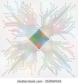 Central Processing Unit and Electric circuit, abstract illustration, vector