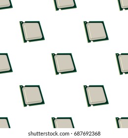 Central processing unit icon in cartoon style isolated on white background. Personal computer accessories symbol stock vector illustration.